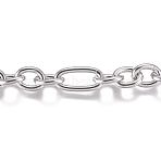 Tarnish Resistant 304 Stainless Steel Chain, Figaro Chain, Unwelded, Stainless Steel Color, Small Oval: 8x6.5x1.5mm, Big Oval: 13.5x6.5~7.5x1.5mm(CHS-G017-05P)