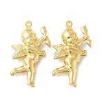 Rack Plating Brass Pendants, Long-Lasting Plated, Cadmium Free & Nickel Free & Lead Free, Angel, Real 18K Gold Plated, 29x16.5x5mm, Hole: 1mm(KK-B053-17G)