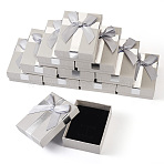 Rectangle Paper Jewelry Gift Boxes with Bowknot, Jewelry Organizer Case for Earrings, Bracelets, Rings Storage, Light Grey, 6.8x9.1x3.1cm(CON-TAC0010-89B)