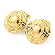 Ion Plating(IP) 304 Stainless Steel Stud Earring, Flat Round, Golden, 20mm(EJEW-C068-06G)