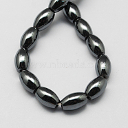 Non-magnetic Synthetic Hematite Beads Strands, Grade A, Oval, Black, 9x6x6mm, Hole: 1mm, about 43pcs/strand, 15.5 inch(X-G-Q896-9x6mm)
