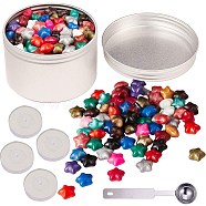 CRASPIRE DIY Letter Seal Kit, with Sealing Wax Particles, Stainless Steel Spoon, Candle and Aluminium Tin Cans, Mixed Color, 118x26x9mm(DIY-CP0001-46)