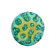 Druzy Resin Cabochons, Flat Round, Sea Green, 12x3.5mm(CRES-Q191-HA025-9)