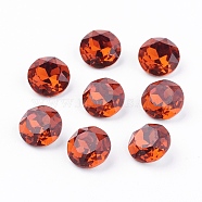 Pointed Back & Back Plated K9 Glass Rhinestone Cabochons, Grade A, Faceted, Flat Round, Tangerine, 10x5mm(RGLA-J012-10mm-259)