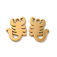 Ion Plating(IP) 304 Stainless Steel Charms, Scorpion, Golden, 14x12x1.4mm, Hole: 1.8mm(STAS-M089-61G)