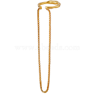 925 Sterling Silver Cuff Earrings Chain Wrap Tassel Earrings No Piercing Cuff Earrings Chain Jewelry Gift for Women Men Couple, Golden, 15.5x15.7mm(JE1066A)