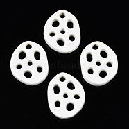 Handmade Porcelain Filigree Joiners, Lotus Root Charms, White, 49x39x8.5mm, Hole: 5~8.5mm(PORC-T006-40)