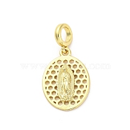 Brass Virgin Mary European Dangle Charms, Large Hole Pendants, Real 16K Gold Plated, 29mm, Hole: 4.2mm(KK-D325-26G-01)