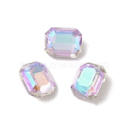 Glass Rhinestone Cabochons, Flat Back & Back Plated, Faceted, Rectangle, Vitrail Light, 10x8x5mm(RGLA-L029-03A-VLSI)