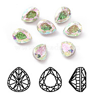 K9 Glass Rhinestone Cabochons, Pointed Back & Back Plated, Faceted, Teardrop, Colorful, 8x6x5mm(RGLA-A025-02A-001PH)