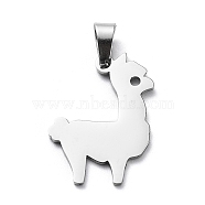 304 Stainless Steel Pendants, Laser Cut, Alpaca Charm, Stainless Steel Color, 21x15x1mm, Hole: 5.5x3mm(STAS-D036-11P)