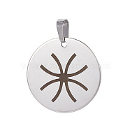 Stainless Steel Pendants, Flat Round, Stainless Steel Color, 30x1mm, Hole: 4x8mm(STAS-E450-05P-AAA)