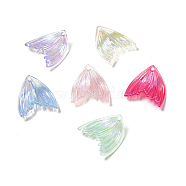 UV Plating Rainbow Iridescent Transparent Acrylic Pendants, Fishtail Charm, Mixed Color, 27x25.7x5mm, Hole: 1.6mm(PACR-M002-09)