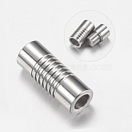 304 Stainless Steel Magnetic Clasps with Glue-in Ends, Column, Stainless Steel Color, 18x7mm, Hole: 4mm(STAS-F149-04P-B)
