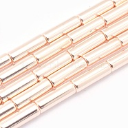 Electroplate Non-magnetic Synthetic Hematite Beads Strands, Grade AA, Long-Lasting Plated, Column, Light Rose Gold Plated, 13x4mm, Hole: 1mm, about 30pcs/strand, 15.7 inch(40cm)(G-L485-18-LRG)