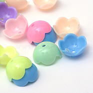 Flower Opaque Acrylic Bead Caps, Tulip Flower/Lily of the Valley, Mixed Color, 14x7mm, Hole: 2mm, about 200pcs/50g(X-MACR-R556-05)