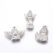 304 Stainless Steel Pendants, Mixed Human, Stainless Steel Color, 18~25x15~23.5x2.5~3mm, Hole: 1.6mm(STAS-E445-02)