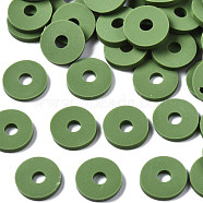 Handmade Polymer Clay Beads, Disc/Flat Round, Heishi Beads, Olive Drab, 8x0.5~1mm, Hole: 2mm, about 13000pcs/1000g(CLAY-R067-8.0mm-B43)