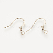 Brass French Earring Hooks, with Horizontal Loop, Flat Earring Hooks, Coffee Golden, 16x18x2mm, Hole: 1.5mm, Pin: 0.8mm(KK-T029-131LG)