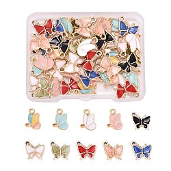 40Pcs 20 Styles Alloy Enamel Pendants, Butterfly, Light Gold, Mixed Color, 4Pcs/Color(X1-ENAM-LS0001-24LG)