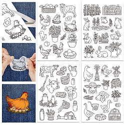 4 Sheets 11.6x8.2 Inch Stick and Stitch Embroidery Patterns, Non-woven Fabrics Water Soluble Embroidery Stabilizers, Farm, 297x210mmm(DIY-WH0455-071)