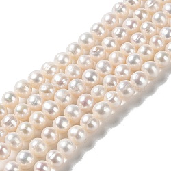 Natural Cultured Freshwater Pearl Beads Strands, Potato, Grade 3A++, PapayaWhip, 7~8x6.5~7mm, Hole: 0.5mm, about 60pcs/strand, 15.35''(39cm)(PEAR-E018-12)