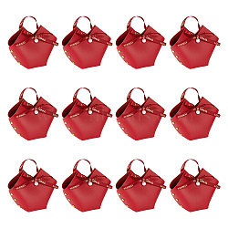 PU Leather Candy Gift Handbags, with Imitation Pearl Charms and Ribbon, Nails, Wedding Favor Candy Bags, Red, Finished Product: 7x5.5x13cm(ABAG-WH0032-60C)