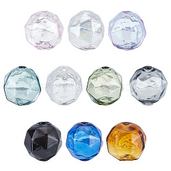 Elite 10Pcs 10 Colors Transparent Handmade Blown Glass Globe Beads, Faceted, Round, for DIY Wish Bottle Pendant Glass Beads, Mixed Color, 16.5x15.5mm, Hole: 2.6mm, 1pc/color(GLAA-PH0002-54)
