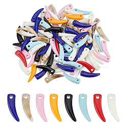 Opaque Acrylic Pendants, Little Wolf Teeth, Mixed Color, 23x7x4.5mm, Hole: 2mm 100pcs/bag(OACR-WH0036-43)
