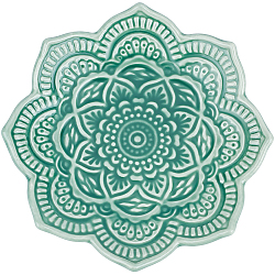 1Pc Mandala Flower Shape Porcelain Jewelry Plate, Storage Tray for Rings, Necklaces, Earring, Light Sea Green, 100x102x15mm(DJEW-SC0001-08)