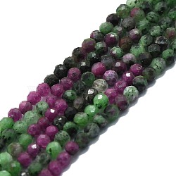 Natural Ruby in Zoisite Beads Strands, Faceted, Round, 4mm, Hole: 0.8mm, about 108pcs/strand, 15.16''~15.55''(38.5~39.5cm)(G-P457-A03-29)