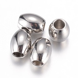 304 Stainless Steel Spacer Beads, Barrel, Stainless Steel Color, 7.5x6mm, Hole: 3mm(STAS-P100-33P)