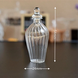 Miniature Glass Bottle, with Lid, for Dollhouse Accessories Pretending Prop Decorations, Clear, 24x54mm(MIMO-PW0001-158H)