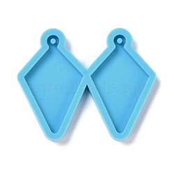 DIY Pendant Silicone Molds, for Earring Making, Resin Casting Molds, For UV Resin, Epoxy Resin Jewelry Making, Rhombus, Deep Sky Blue, 43x53x4mm, Hole: 2mm, Inner Diameter: 39x23mm(DIY-F102-19)