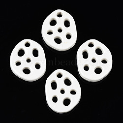 Handmade Porcelain Filigree Joiners, Lotus Root Charms, White, 49x39x8.5mm, Hole: 5~8.5mm(PORC-T006-40)