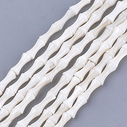 Freshwater Shell Beads Strands, Bamboo Joint, Ivory, 7.5~9x3.5~4.5mm, Hole: 0.8mm, about 48pcs/strand, 15.7 inch(SHEL-T012-48)