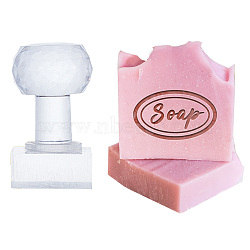 Clear Acrylic Soap Stamps with Small Handles, DIY Soap Molds Supplies, Word, 51x24x38mm, Pattern: 35x21mm(DIY-WH0444-006)