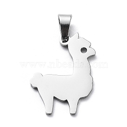 304 Stainless Steel Pendants, Laser Cut, Alpaca Charm, Stainless Steel Color, 21x15x1mm, Hole: 5.5x3mm(STAS-D036-11P)