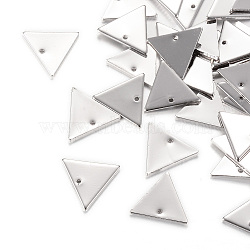 Brass Charms, Triangle, Platinum, 12x14x1mm, Hole: 1mm(KK-R037-116P)