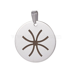 Stainless Steel Pendants, Flat Round, Stainless Steel Color, 30x1mm, Hole: 4x8mm(STAS-E450-05P-AAA)