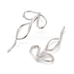 Bowknot Brass Stud Earrings, Long-Lasting Plated, Lead Free & Cadmium Free, Platinum, 39x20mm(EJEW-M245-10P)