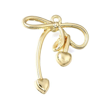 Alloy Pendants, Bowknot Charms, Golden, 24.5x20x3.5mm, Hole: 1.2mm