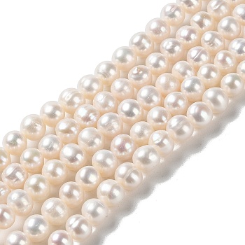 Natural Cultured Freshwater Pearl Beads Strands, Potato, Grade 3A++, PapayaWhip, 7~8x6.5~7mm, Hole: 0.5mm, about 60pcs/strand, 15.35''(39cm)