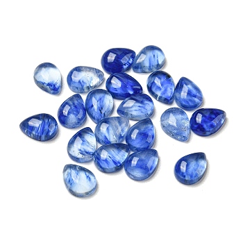Synthetic Blue Watermelon Stone Glass Cabochons, Drop, 8x6x3mm