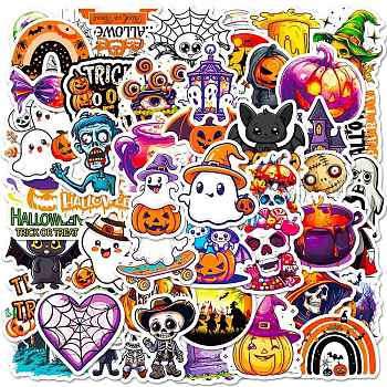 Hallowmas 50Pcs Self-Adhesive Stickers, for DIY Photo Album Diary Scrapbook Decoration, Mixed Shapes, 54x42mm, 50pcs/set