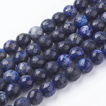 Natural Lapis Lazuli Beads Strands, Faceted Round, Midnight Blue, 8mm, Hole: 1mm, about 45~47pcs/strand, 15 inch