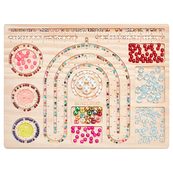 Wooden Bead Design Boards, DIY Beading Jewelry Organizer Making Tray, with Graduated Measurements, Rectangle, Moccasin, 30x38.5x1.2cm