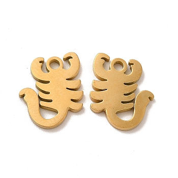 Ion Plating(IP) 304 Stainless Steel Charms, Scorpion, Golden, 14x12x1.4mm, Hole: 1.8mm