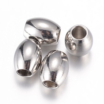 304 Stainless Steel Spacer Beads, Barrel, Stainless Steel Color, 7.5x6mm, Hole: 3mm