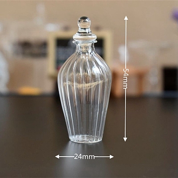 Miniature Glass Bottle, with Lid, for Dollhouse Accessories Pretending Prop Decorations, Clear, 24x54mm